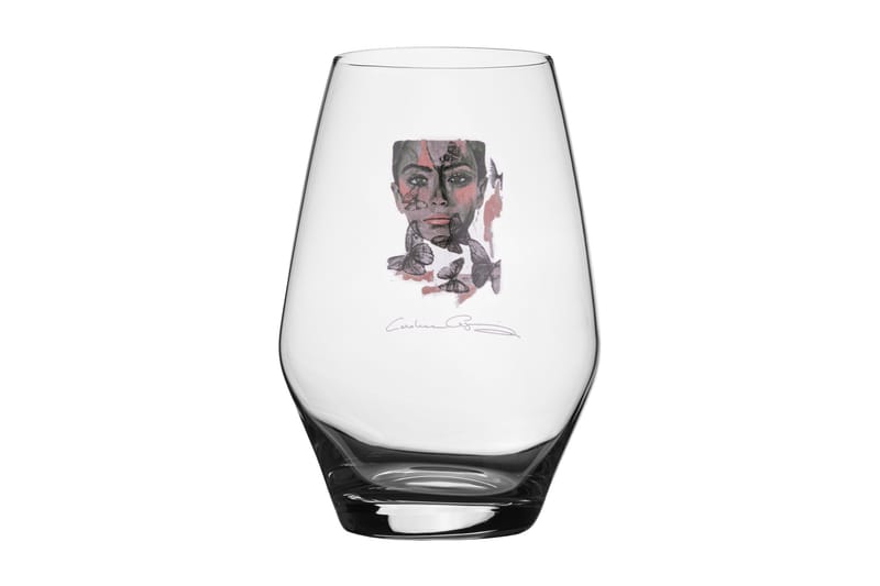 Butterfly Queen Vattenglas 12 cm, Grå / Rosa