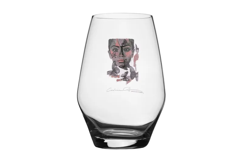 Butterfly Queen Vattenglas 12 cm, Grå / Rosa