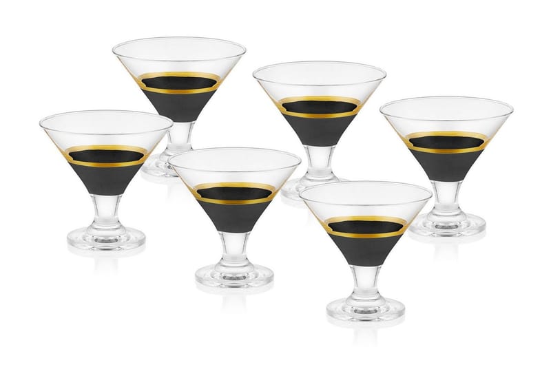 Glass Set 6-pack - Svart/Guld - Servering & matlagning - Glas - Cocktailglas