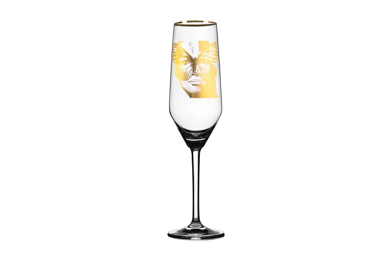 Golden Butterfly Champagneglas 24 cm, Guld