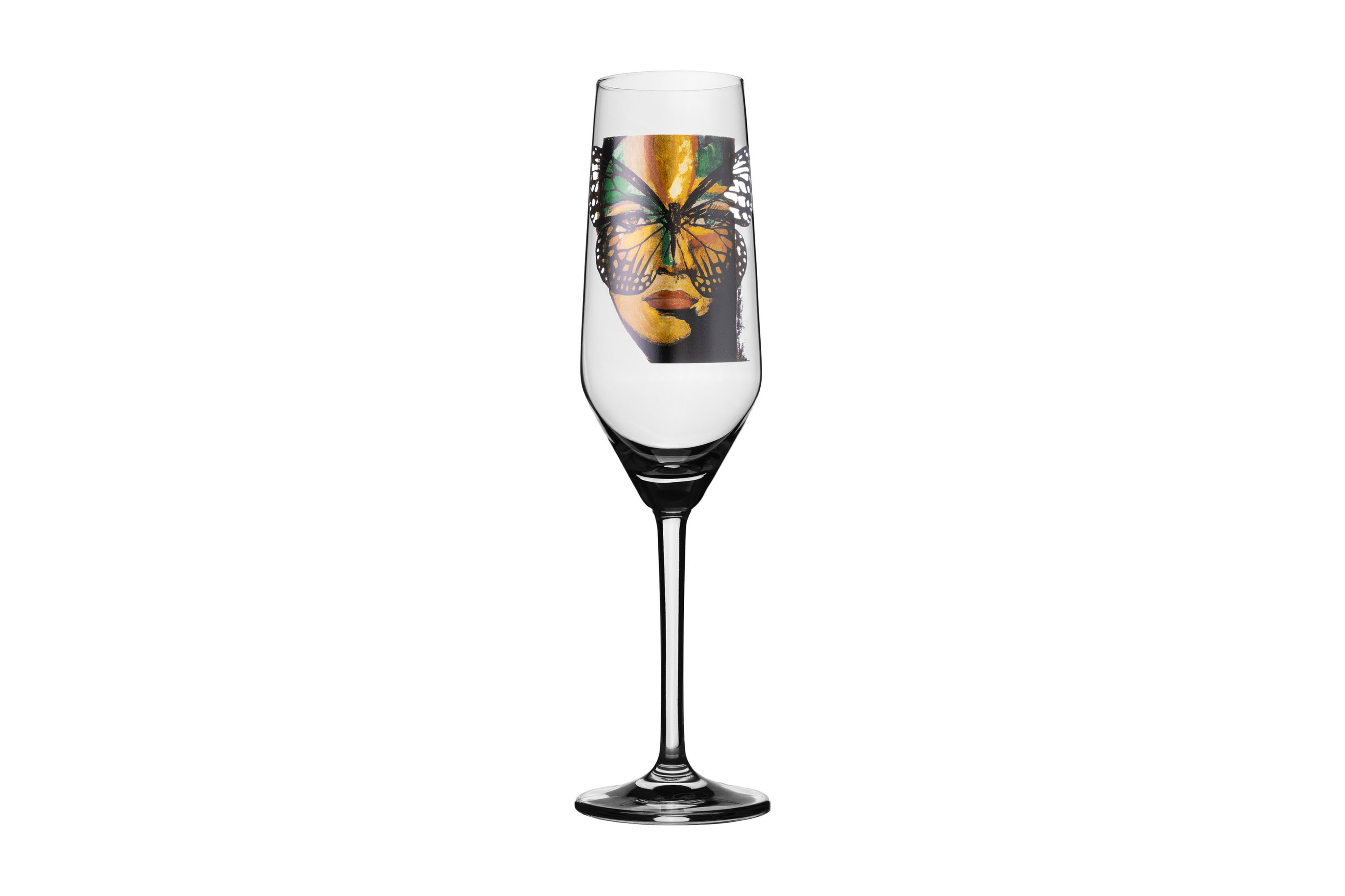 Golden Butterfly Kristall Champagneglas 24 cm Transparent