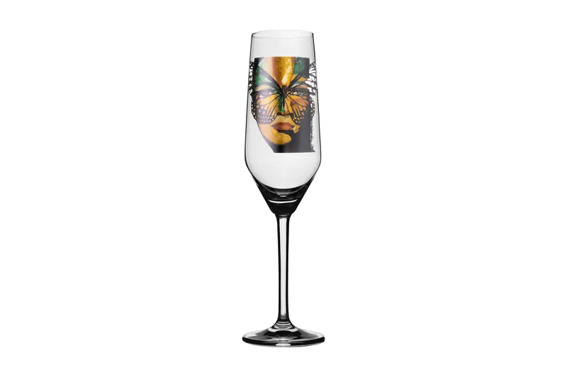 Golden Butterfly Kristall Champagneglas 24 cm, Transparent