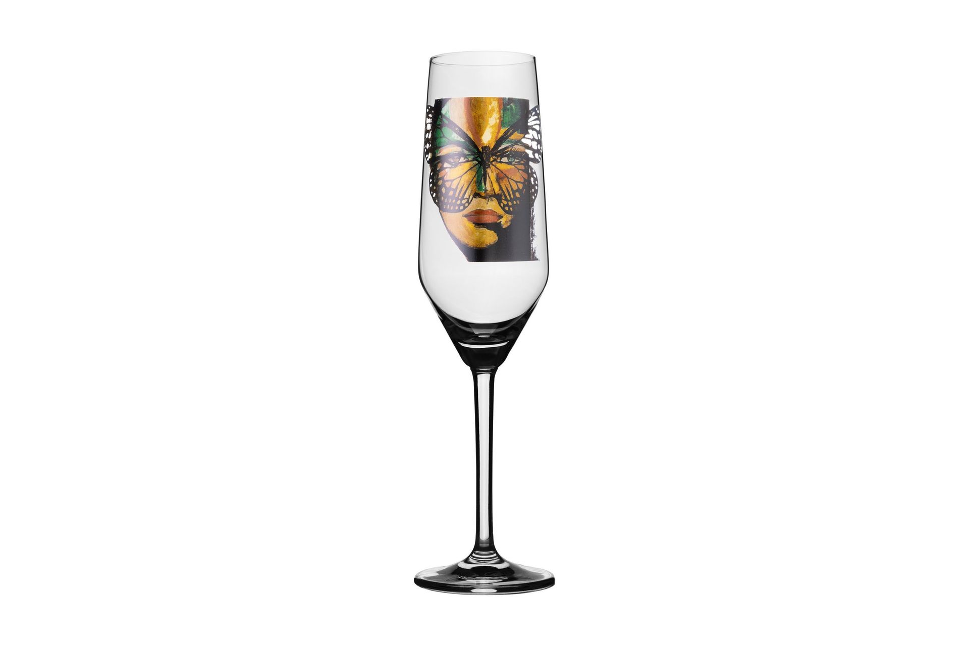 Golden Butterfly Kristall Champagneglas 24 cm - Transparent