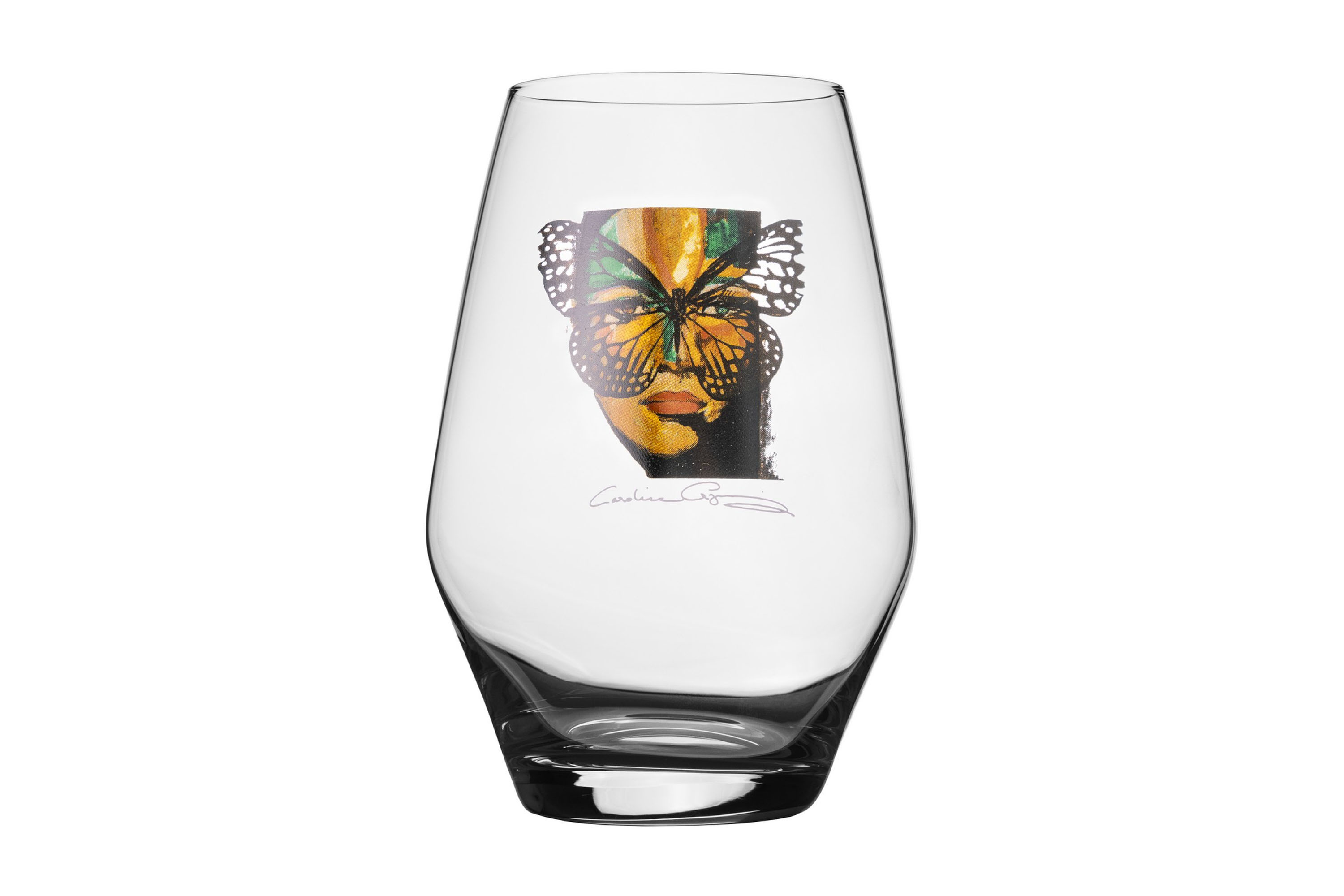 Golden Butterfly Kristall Vattenglas 12 cm Transparent