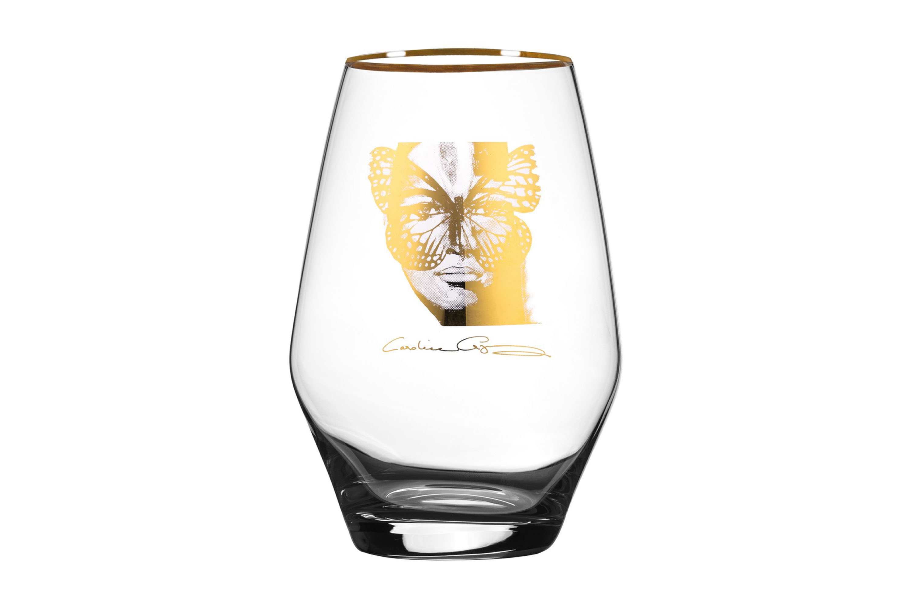 Golden Butterfly Vattenglas 12 cm Transparent