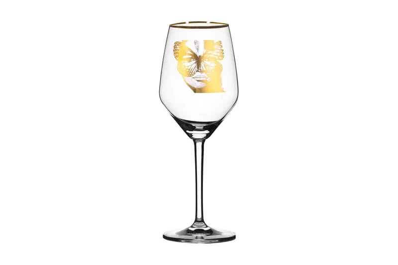Golden Butterfly Vitvinsglas 22 cm, Guld