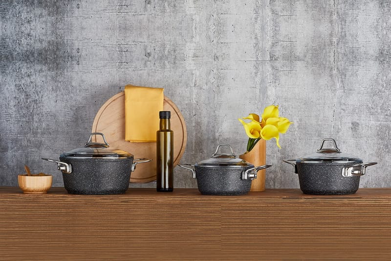 Grytset 6-pack, Svart/Silver