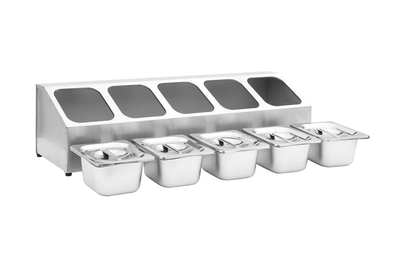 Gastronormbehållare med 5 GN 1/6 kastrull rostfritt stål - Silver - Kastrull