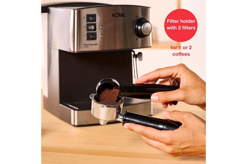Espressomaskin Solac Taste Classic M80 Inox - Svart||Silver - Servering & matlagning - Köksmaskin - Kaffemaskin & kaffetillbehör - Espressomaskiner