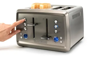 Brödrost Black+Decker 4 Fack 1960W Borstat Stål - Grå - Servering & matlagning - Köksmaskin - Värma & koka - Brödrost