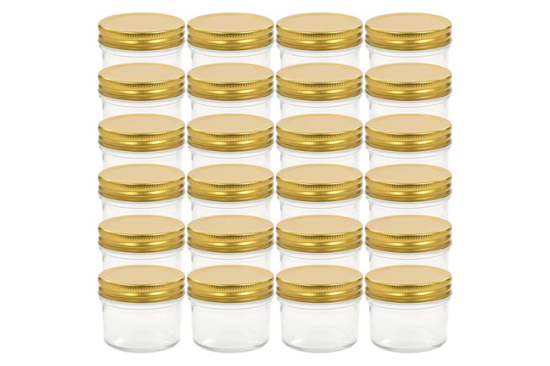 Syltburkar i glas med guldfärgade lock 24 st 110 ml - Guld - Förvaringsburk - Småförvaring - Burkar & flaskor