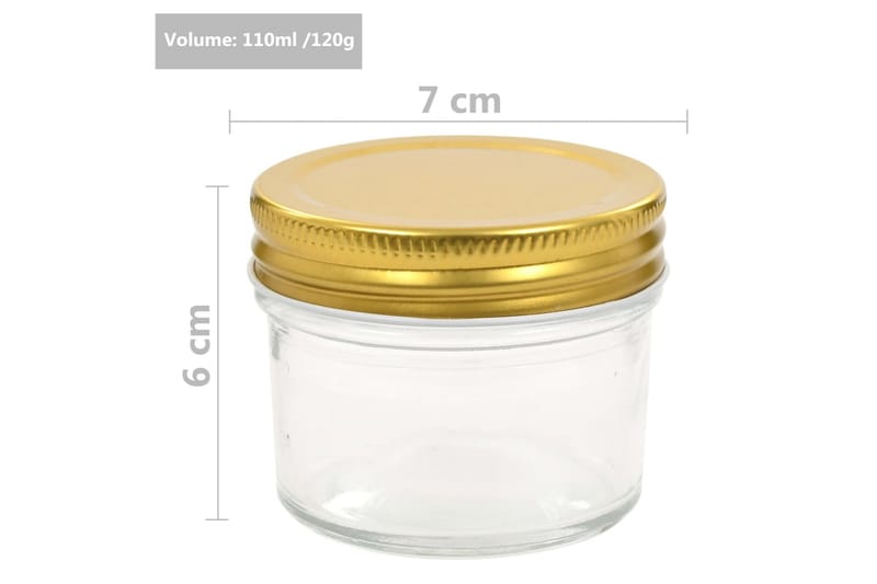 Syltburkar i glas med guldfärgade lock 48 st 110 ml - Guld - Förvaringsburk - Småförvaring - Burkar & flaskor
