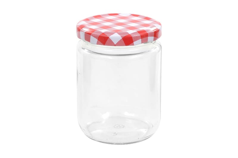 Syltburkar i glas med vita och röda lock 48 st 230 ml - Röd - Småförvaring - Förvaringsburk - Burkar & flaskor