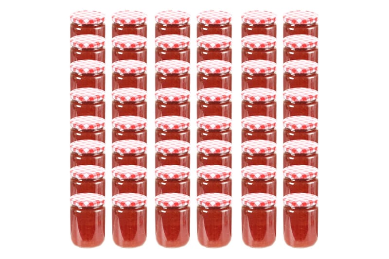 Syltburkar i glas med vita och röda lock 48 st 230 ml - Röd - Småförvaring - Förvaringsburk - Burkar & flaskor