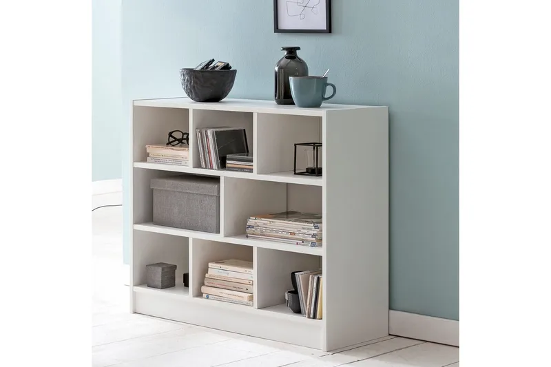 Bokhylla Wohnling Spånskiva med 8 Förvaringshyllor - Servering & matlagning - Karaff & tillbringare - Glasflaska