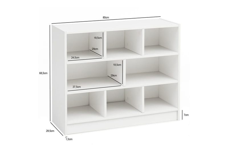 Bokhylla Wohnling Spånskiva med 8 Förvaringshyllor - Servering & matlagning - Karaff & tillbringare - Glasflaska