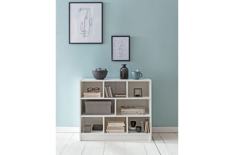 Bokhylla Wohnling Spånskiva med 8 Förvaringshyllor - Servering & matlagning - Karaff & tillbringare - Glasflaska