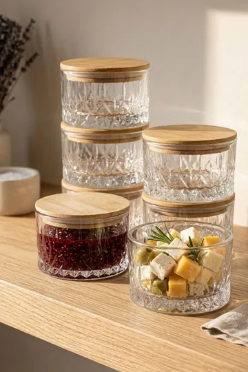 Fenvik Förvaringsboxset (6 delar) 10x10x6 cm - Transparent - Servering & matlagning - Karaff & tillbringare - Glasflaska