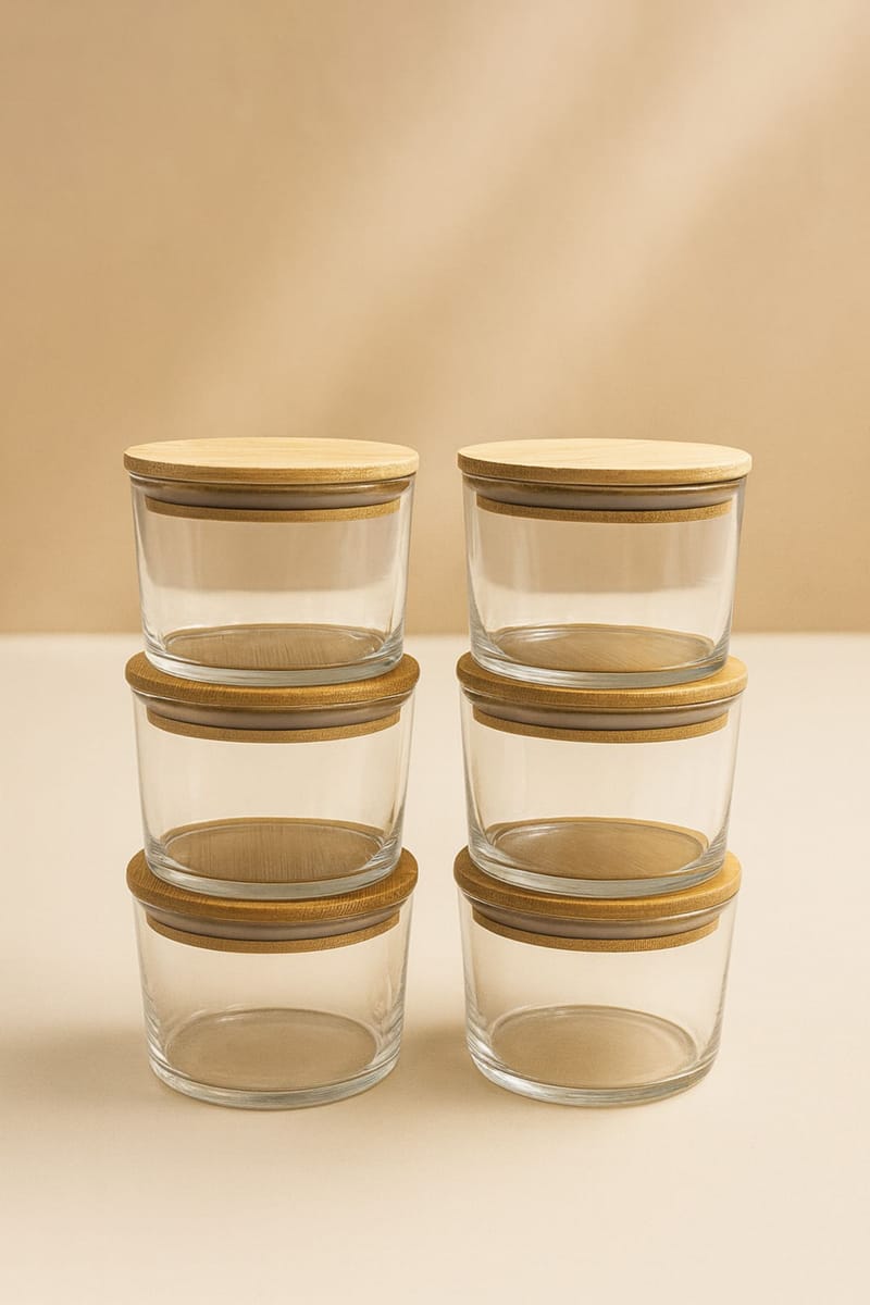 Fenvik Förvaringsburkset (12 delar) 8x8x5 cm - Transparent ek - Servering & matlagning - Karaff & tillbringare - Glasflaska