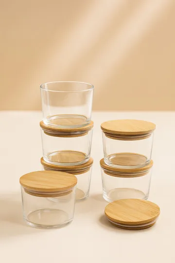 Fenvik Förvaringsburkset (12 delar) 8x8x5 cm - Transparent ek - Servering & matlagning - Karaff & tillbringare - Glasflaska