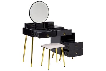 Sminkbord Yves Svart, Guld, Grå - Svart, Guld, Grå - Servering & matlagning - Karaff & tillbringare - Glasflaska
