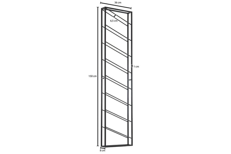 Vinställ Wohnling väggmonterad, plats för 8 flaskor, pulverlackerad metall, industriell loftstil Svart - Svart - Servering & matlagning - Karaff & tillbringare - Glasflaska
