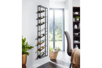 Vinställ Wohnling väggmonterad, plats för 8 flaskor, pulverlackerad metall, industriell loftstil Svart - Svart - Servering & matlagning - Karaff & tillbringare - Glasflaska