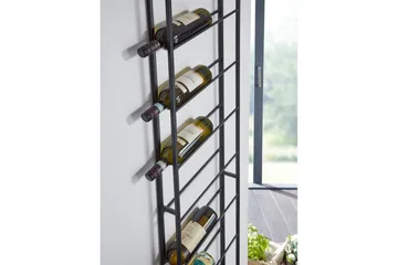 Vinställ Wohnling väggmonterad, plats för 8 flaskor, pulverlackerad metall, industriell loftstil Svart - Svart - Servering & matlagning - Karaff & tillbringare - Glasflaska