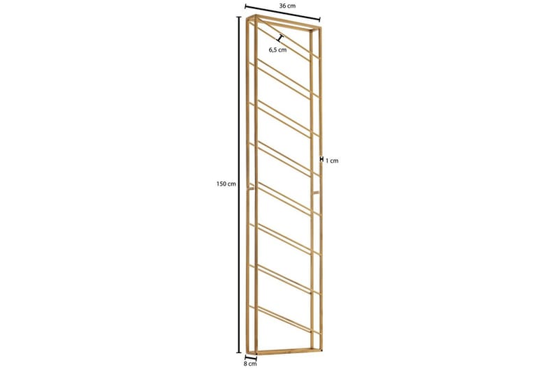 Vinställ Wohnling väggmonterad, plats för 8 flaskor, pulverlackerad metall, industriell loftstil Guld - Guld - Servering & matlagning - Karaff & tillbringare - Glasflaska