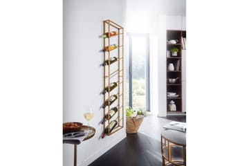 Vinställ Wohnling väggmonterad, plats för 8 flaskor, pulverlackerad metall, industriell loftstil Guld - Guld - Förvaring - Hylla - Förvaringshylla - Vinställ & vinhylla