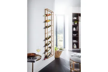 Vinställ Wohnling väggmonterad, plats för 8 flaskor, pulverlackerad metall, industriell loftstil Guld - Guld - Förvaring - Hylla - Förvaringshylla - Vinställ & vinhylla