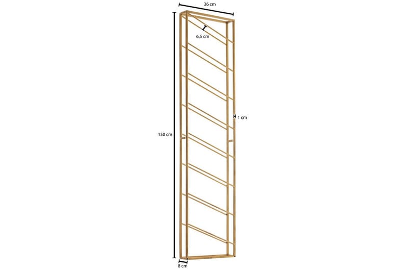Vinställ Wohnling väggmonterad, plats för 8 flaskor, pulverlackerad metall, industriell loftstil Guld - Guld - Förvaring - Hylla - Förvaringshylla - Vinställ & vinhylla