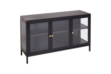 Vitrinskåp med LED Newport Svart - Svart - Servering & matlagning - Karaff & tillbringare - Glasflaska
