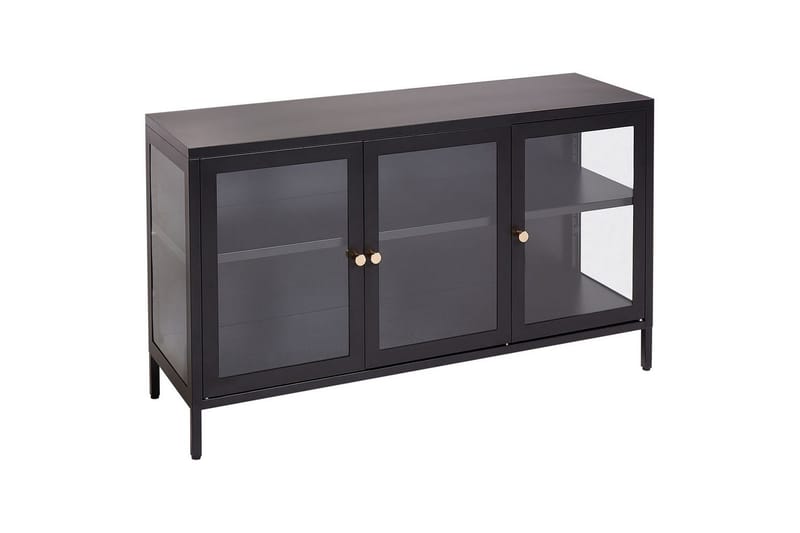 Vitrinskåp med LED Newport Svart - Svart - Servering & matlagning - Karaff & tillbringare - Glasflaska