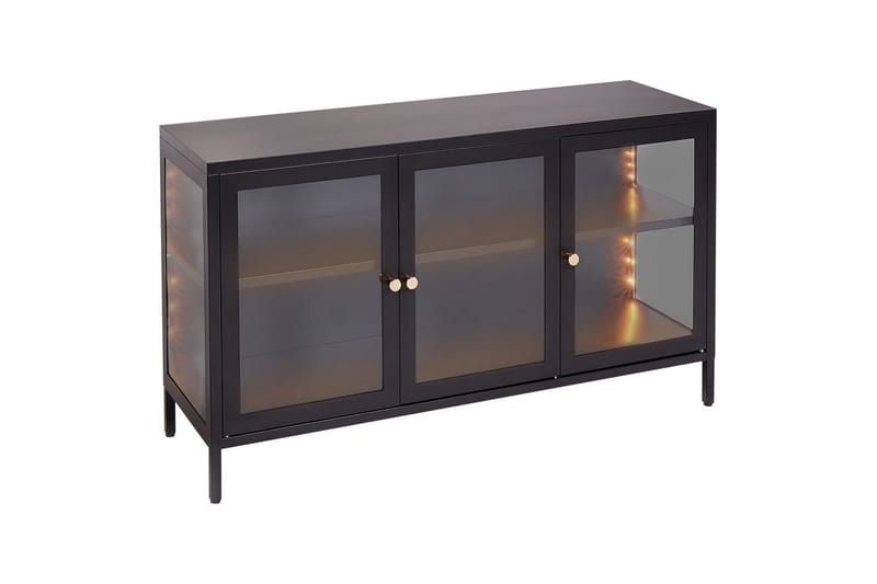 Vitrinskåp med LED Newport Svart - Svart - Servering & matlagning - Karaff & tillbringare - Glasflaska