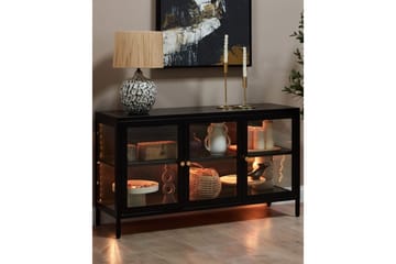 Vitrinskåp med LED Newport Svart - Svart - Servering & matlagning - Karaff & tillbringare - Glasflaska