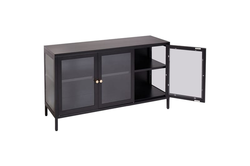 Vitrinskåp med LED Newport Svart - Svart - Servering & matlagning - Karaff & tillbringare - Glasflaska