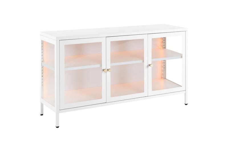 Vitrinskåp med LED Newport Vit - Vit - Servering & matlagning - Karaff & tillbringare - Glasflaska