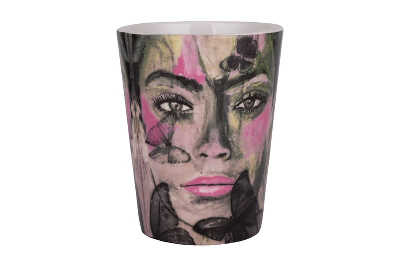 Butterfly Queen Kaffekopp Benporslin 35 cl, Grå / Rosa