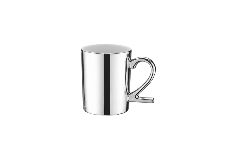 Kaffekopp Akkrum 4-delar - Silver/Vit - Kaffekopp & kaffemugg - Porslin