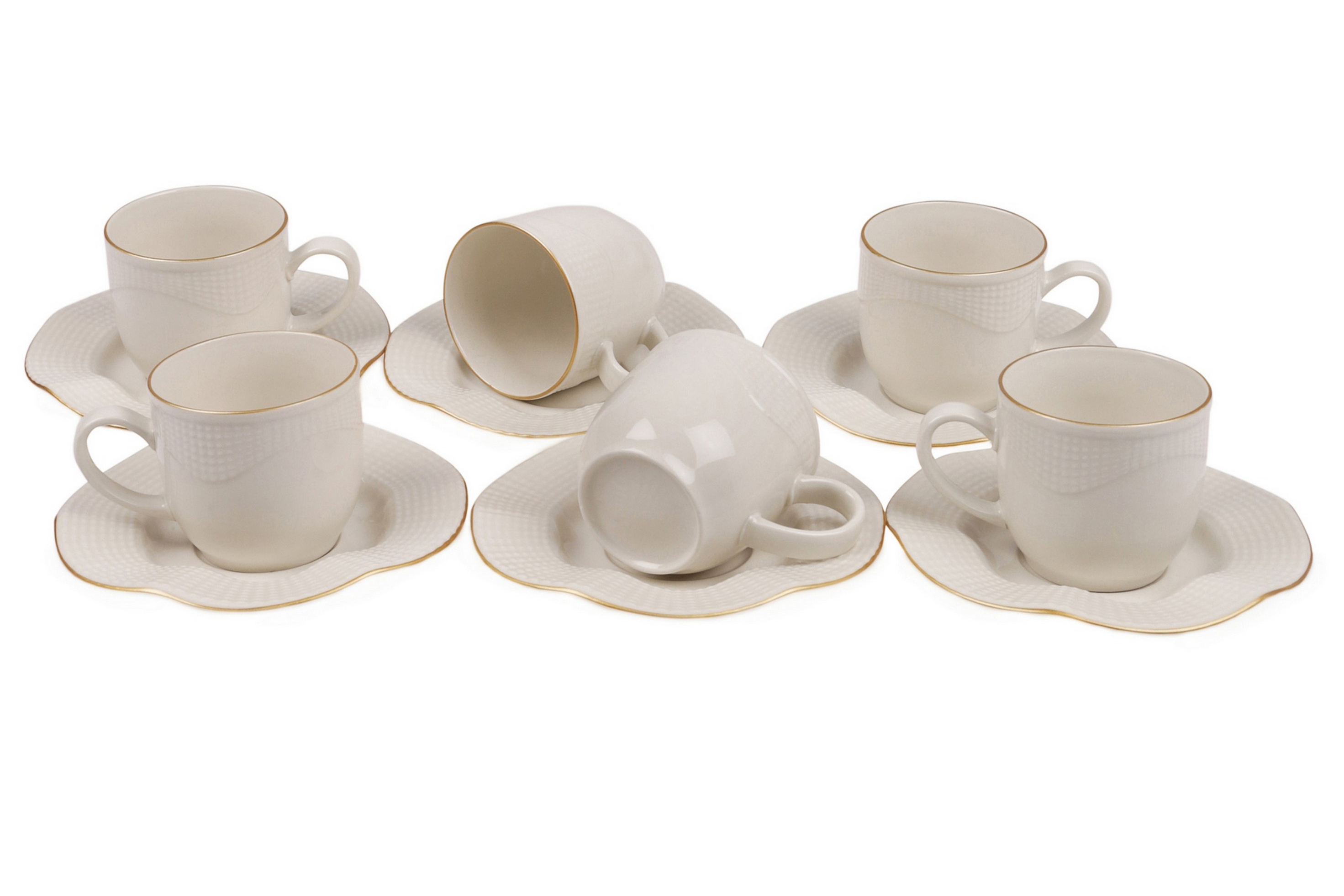 Kaffeservis Adine 12 Delar Porslin CremeGuld
