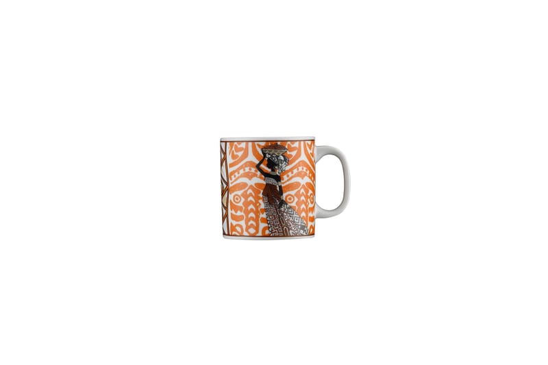 Kaffekopp Keng - Orange/Brun/Vit - Kaffekopp & kaffemugg - Porslin