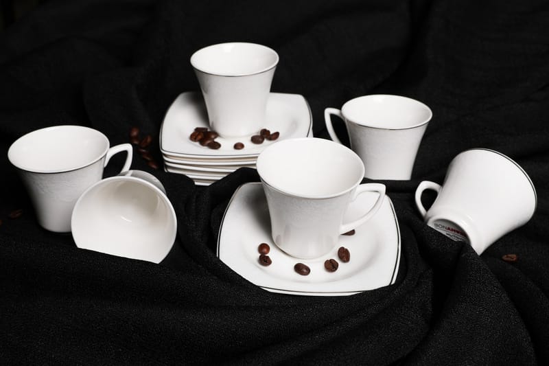 Kaffekopp Masamori 12-delar - Vit/Silver - Kaffekopp & kaffemugg - Porslin