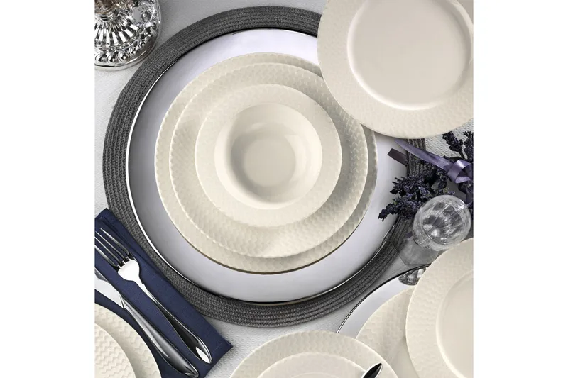 Adine Middagsservis 24 Delar Porslin - Vit - Servering & matlagning - Porslin