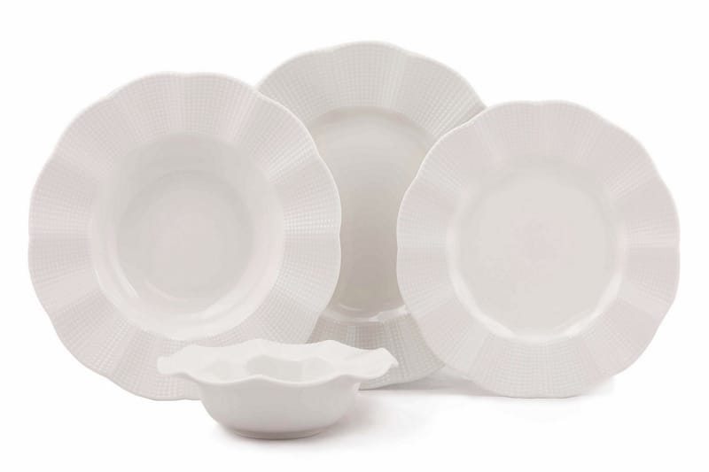 Adine Middagsservis 24 Delar Porslin - Creme - Servering & matlagning - Porslin