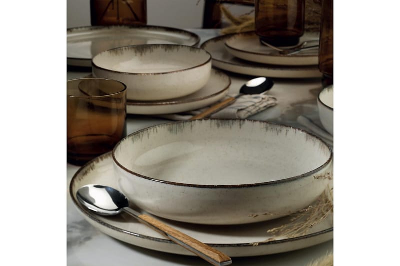 Tallriksset Adine 24 Delar - Porslin/Brun - Servering & matlagning - Porslin