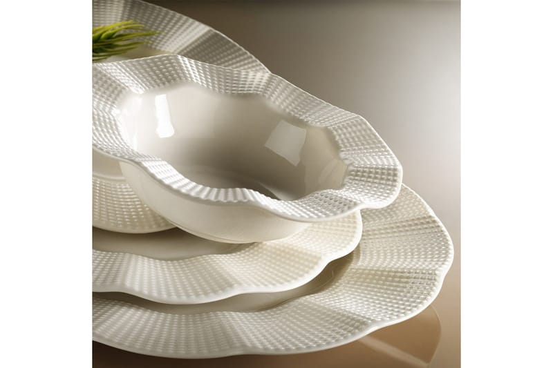 Middagsservis Adine 24 Delar Porslin - Creme - Servering & matlagning - Porslin