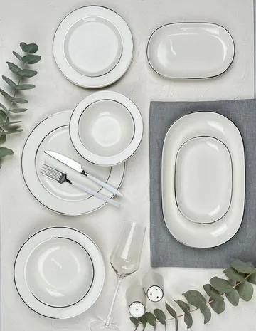 Platin Middagsservis (53 delar) 53x33x36 cm - vit och silver - Servering & matlagning - Porslin