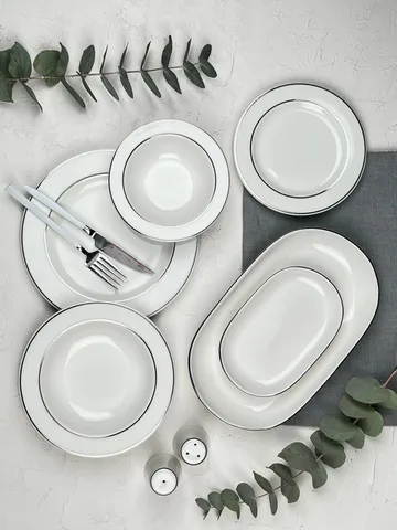 Platin Middagsservis (53 delar) 53x33x36 cm - vit/silver - Servering & matlagning - Porslin