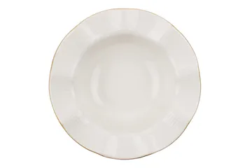 Adine Middagsservis 24 Delar Porslin - Creme/Guld - Servering & matlagning - Tallrikar & skålar